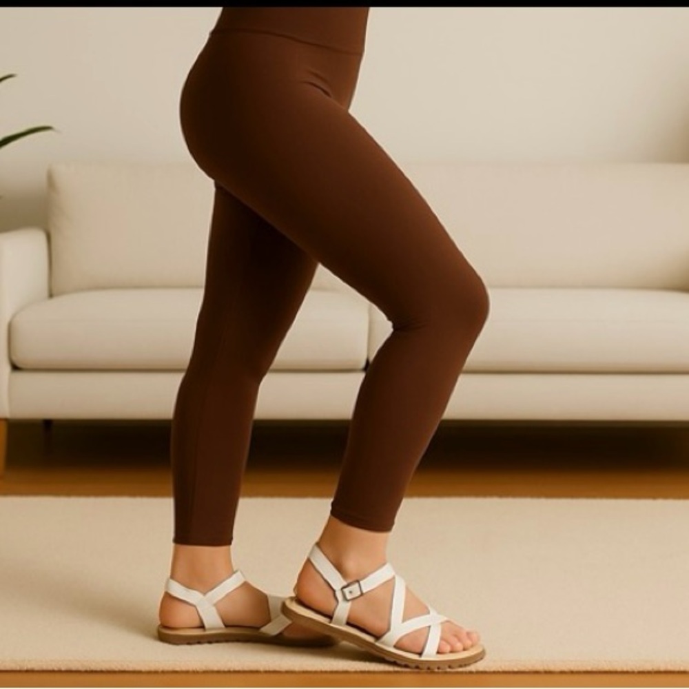 OS/TC/TC2 NEW Women's Solid Brown Leggings, Best Buttery Soft Yoga Pants